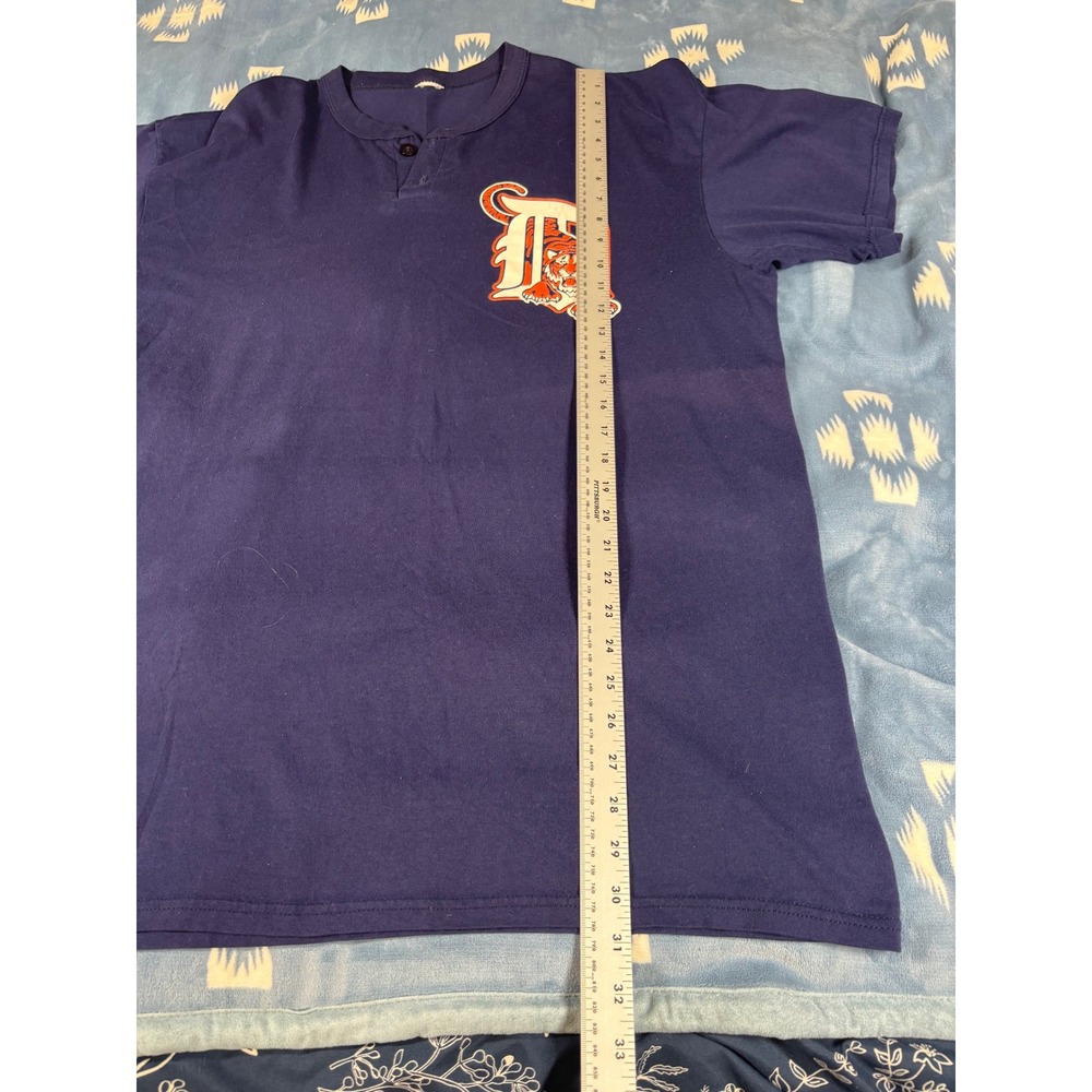 Detroit Tigers MLB Henley T-Shirt Navy Blue Short Sleeve Graphic Tee Mens XL - Picture 5 of 8